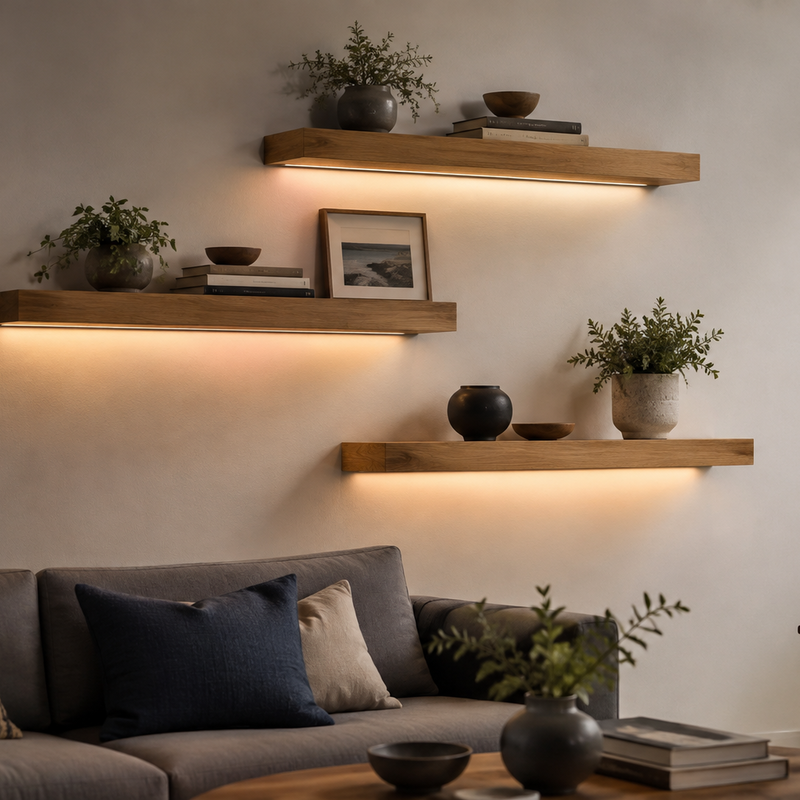 Mounting LED Strips Under Floating Shelves