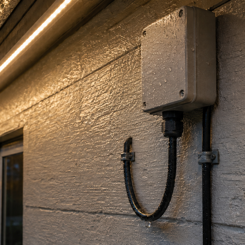 Weather-Sealing Outdoor LED Runs and Drip Loops
