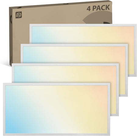 Multiple ASD 1x4 LED flat panel lights included in four pack bundle