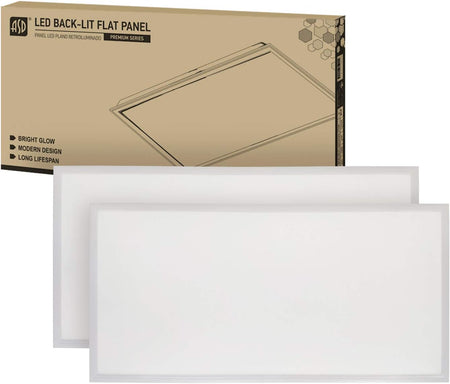 ASD flat panel light with retail packaging and included panel