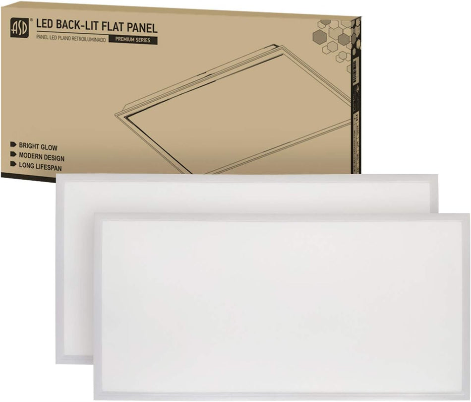 ASD flat panel light with retail packaging and included panel