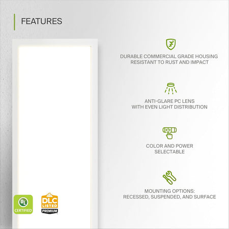 ASD 1x4 LED flat panel light featuring dimmable operation and energy efficient performance