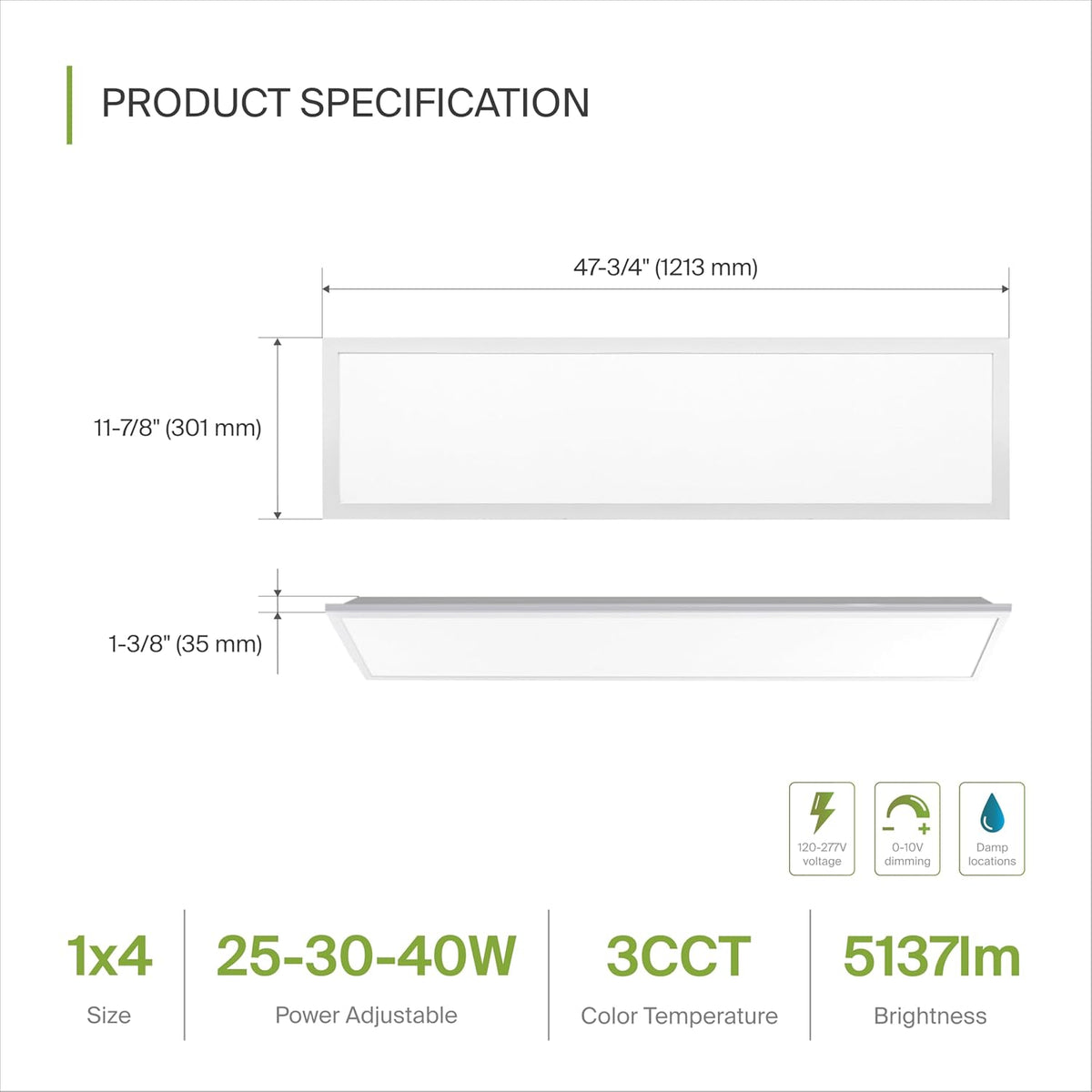 ASD LED flat panel light with 25W 30W 40W and 3500K 4000K 5000K settings