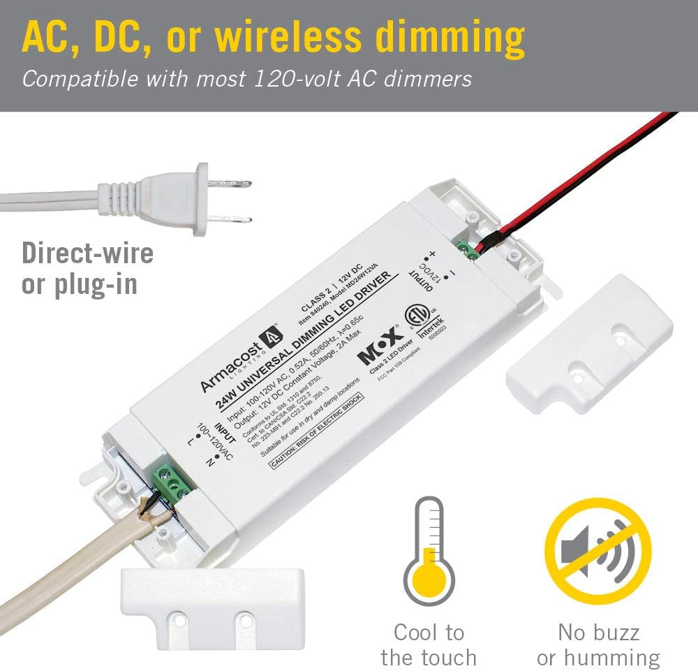 Wiring diagram for Armacost 12V TRIAC universal dimmable LED driver.