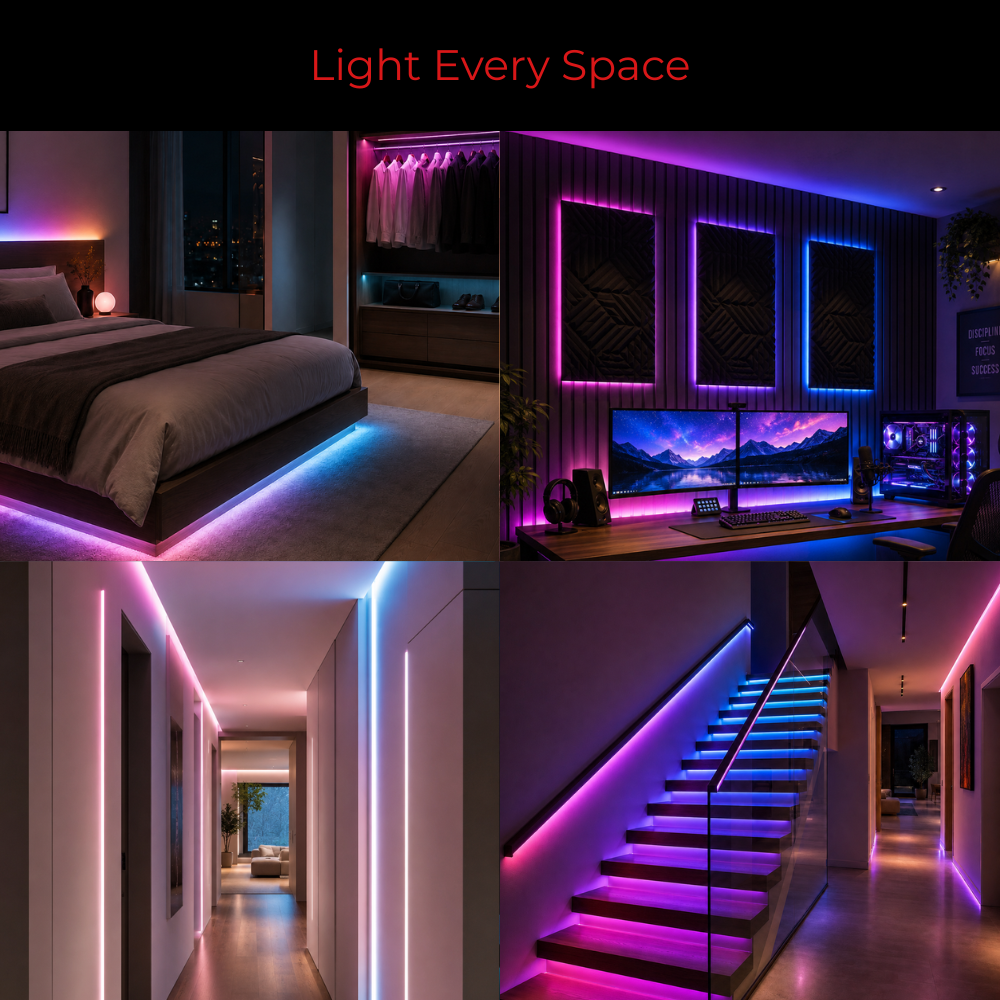 EnoLED smart app interface for RGB CCT LED strip light color brightness and scene control