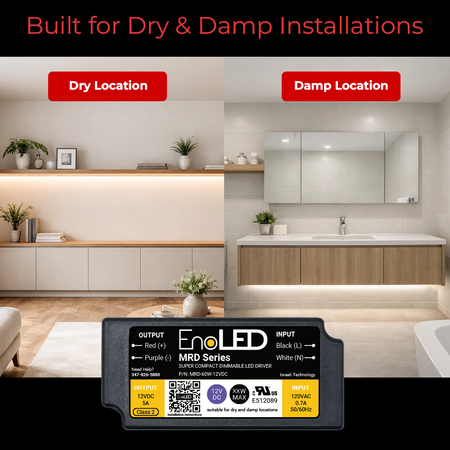 EnoLED MRD Series dimmable LED driver installed with LED lighting.