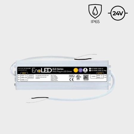 EnoLED 24V ELD plug-in and direct wire non-dimmable power supply.