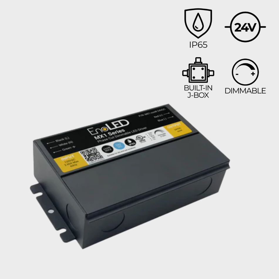 EnoLED 24V MX1 Series phase cut dimmable J-Box LED driver