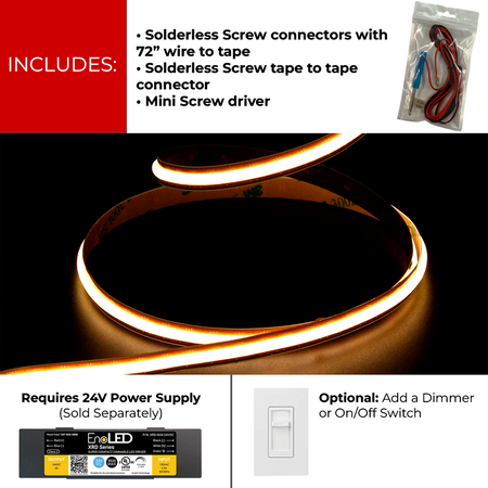 Installation requirements for EnoLED MaxCut Series COB LED strip light.