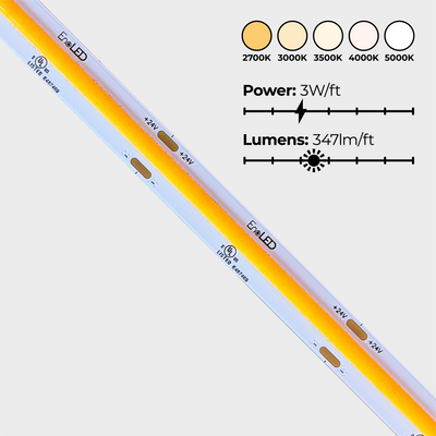 EnoLED 24V UniBasic Series medium brightness COB LED strip light