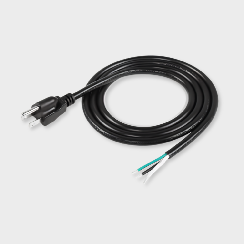 EnoLED 3.3ft 16AWG black power cord with US plug and open wire leads for LED strip lights and low voltage lighting