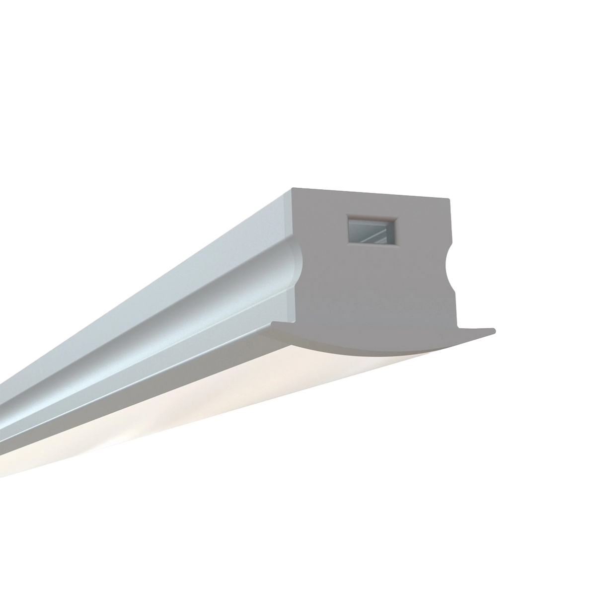 End view of EnoLED deep recessed aluminum LED channel profile