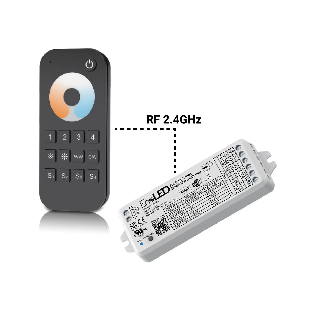 EnoLED EnoSync wireless RF remote controller with tunable white LED strip receiver