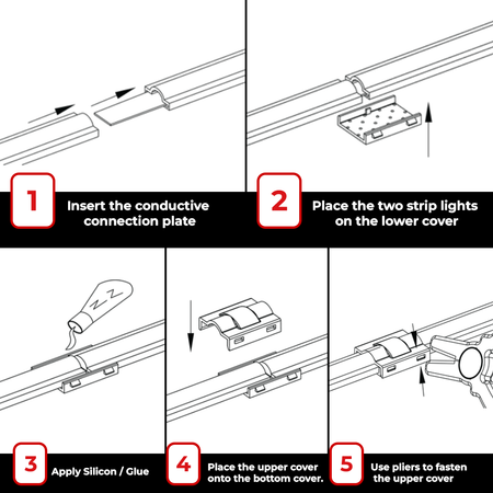 Strip-to-strip installation guide for EnoLED Glow67 IP67 2 pin LED connectors