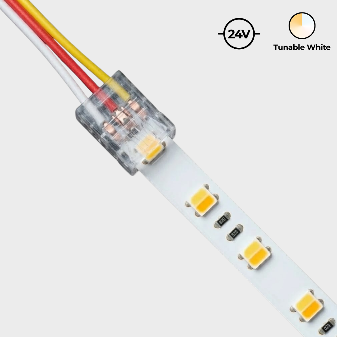 EnoLED solderless 3 pin CCT LED strip connector connecting wire to tunable white LED strip