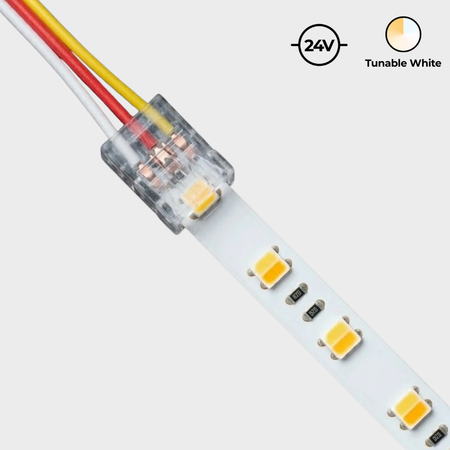 EnoLED solderless 3 pin CCT LED strip connector connecting wire to tunable white LED strip