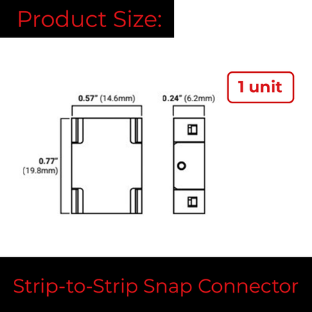 Product dimensions and installation diagram for EnoLED RGB+CCT strip-to-strip connector