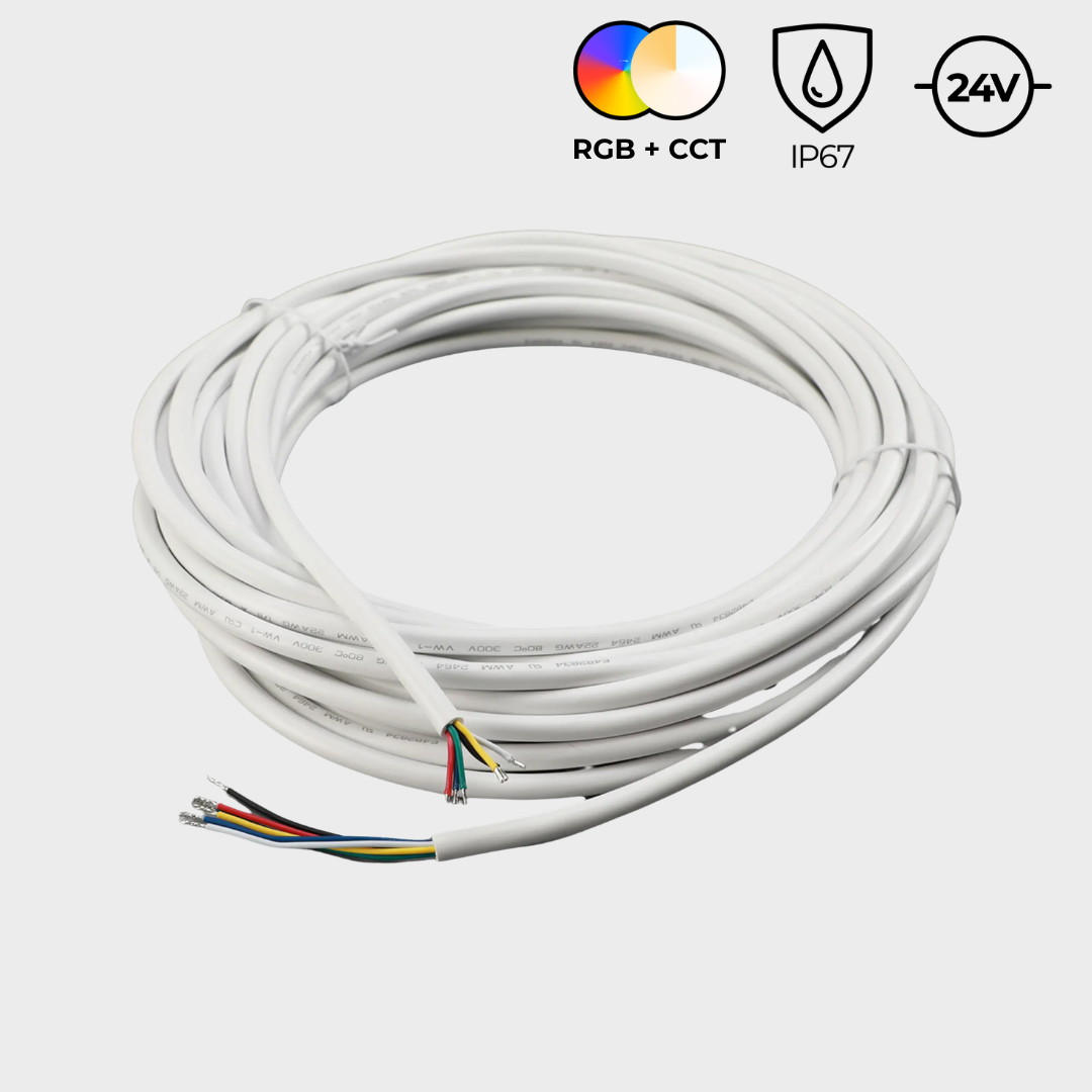 EnoLED 6 pin RGB+CCT LED strip connector extension wire for wet location applications