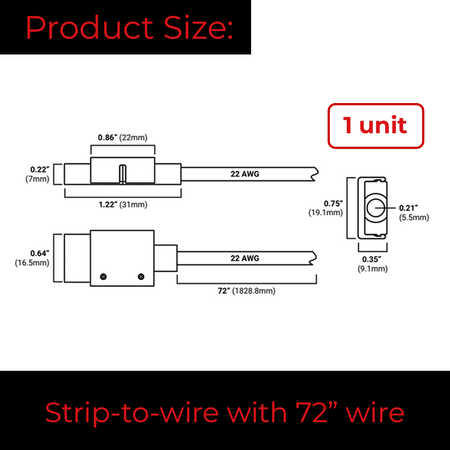 Installation diagram for EnoLED RGB+CCT LED strip connector with 72 inch wire lead