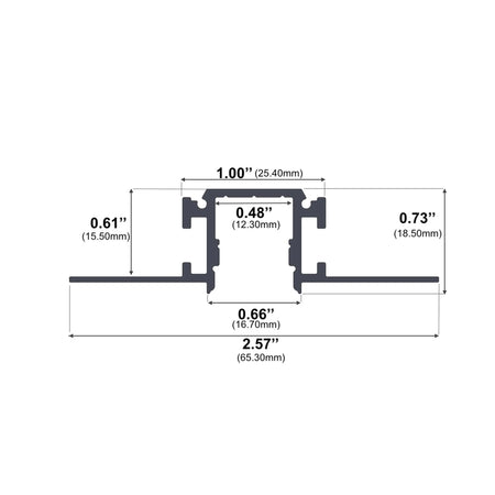 Dimensions of EnoLED extra narrow trimless mud-in LED channel for drywall installations
