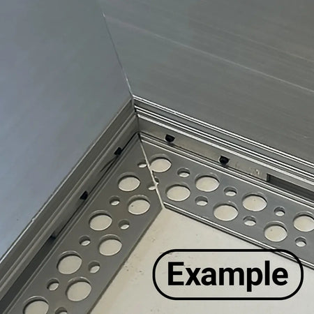 Corner installation example of EnoLED extra wide trimless mud-in LED channel