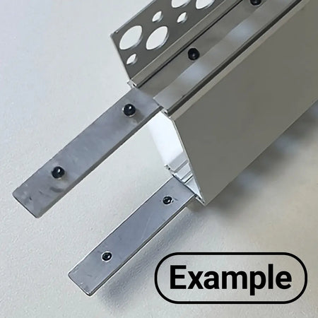 Mounting detail of EnoLED extra wide trimless mud-in LED channel