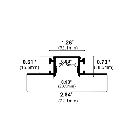 Dimensions of EnoLED narrow trimless mud-in LED channel for drywall installations