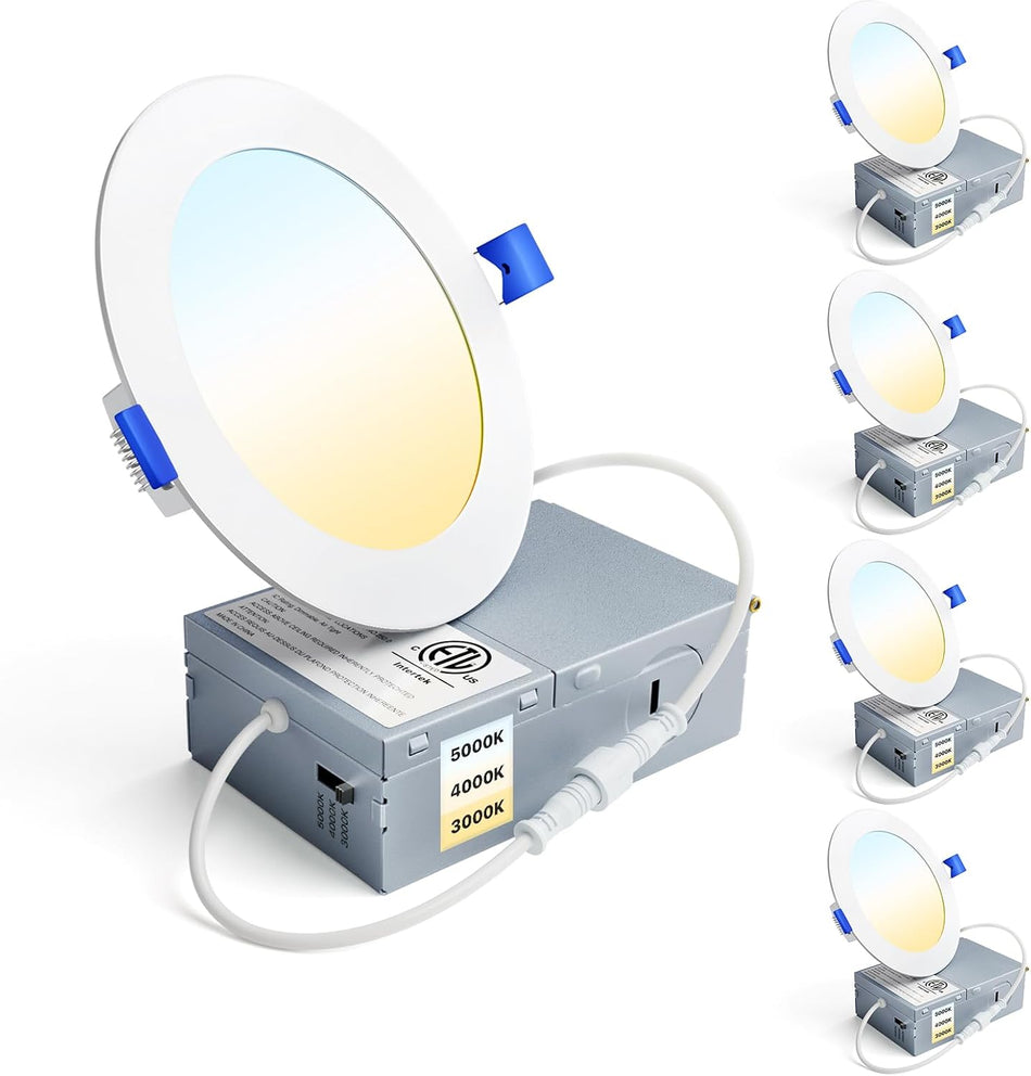 Front view of Ensenior 6000K clear white LED recessed light