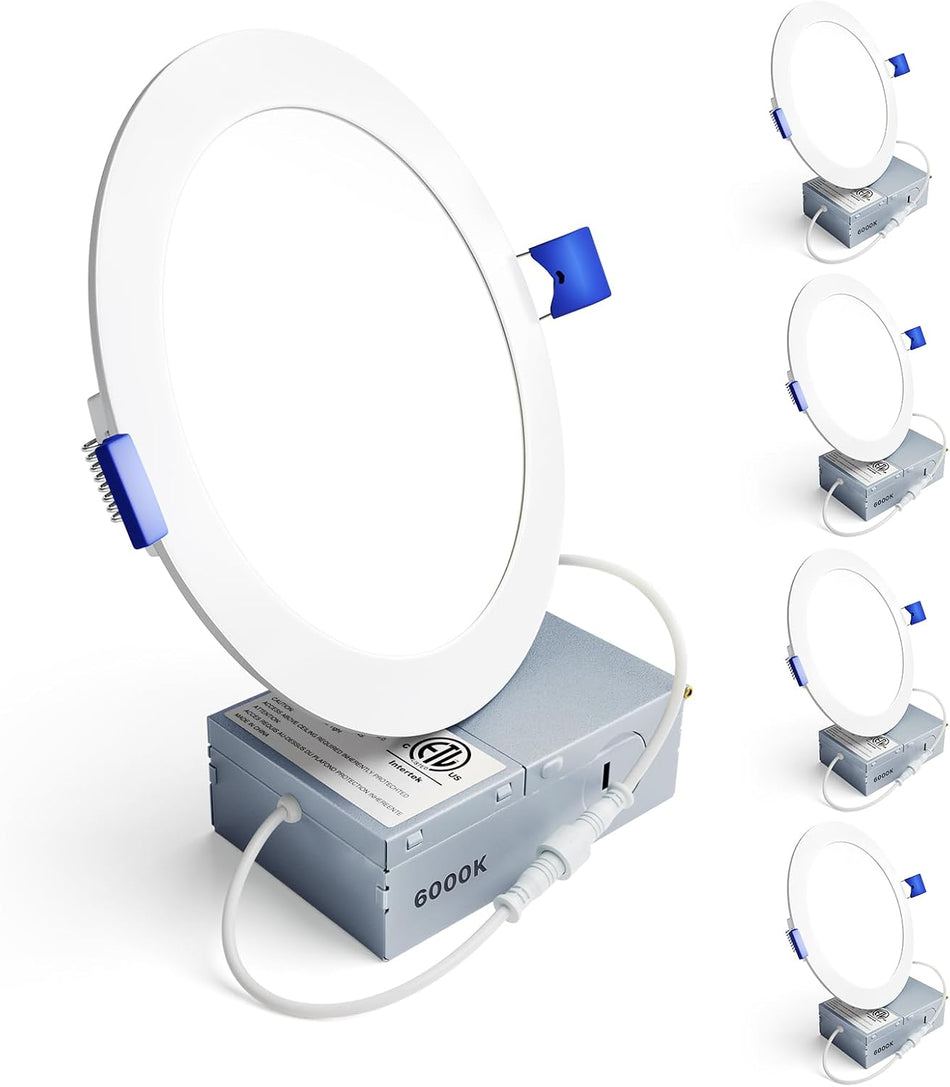 Ensenior 6-inch ultra thin canless LED recessed light kit 4-pack