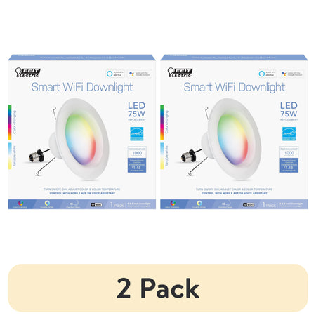 Feit 6 inch smart LED recessed light 2 pack with RGBW and tunable white features