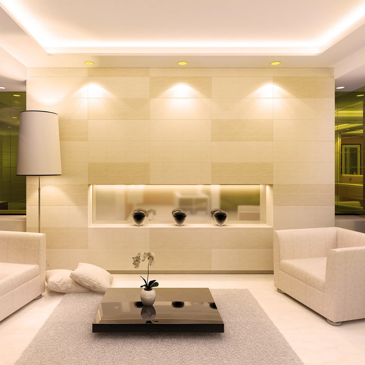 Feit smart recessed light providing warm white illumination in living spaces