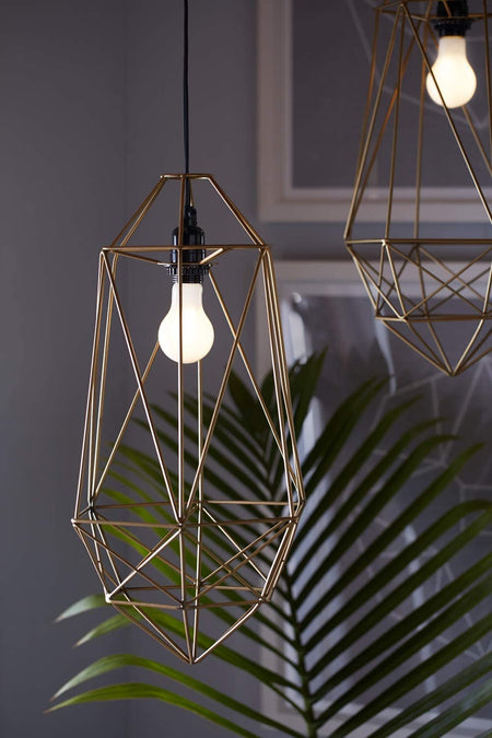 GE Basic A19 LED bulb installed in decorative pendant light fixture