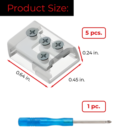 Dimensions of LEDClub solderless 90 degree L shape LED strip connector