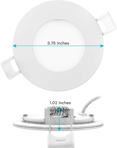Product dimensions of LUXRITE 3 inch canless LED recessed light