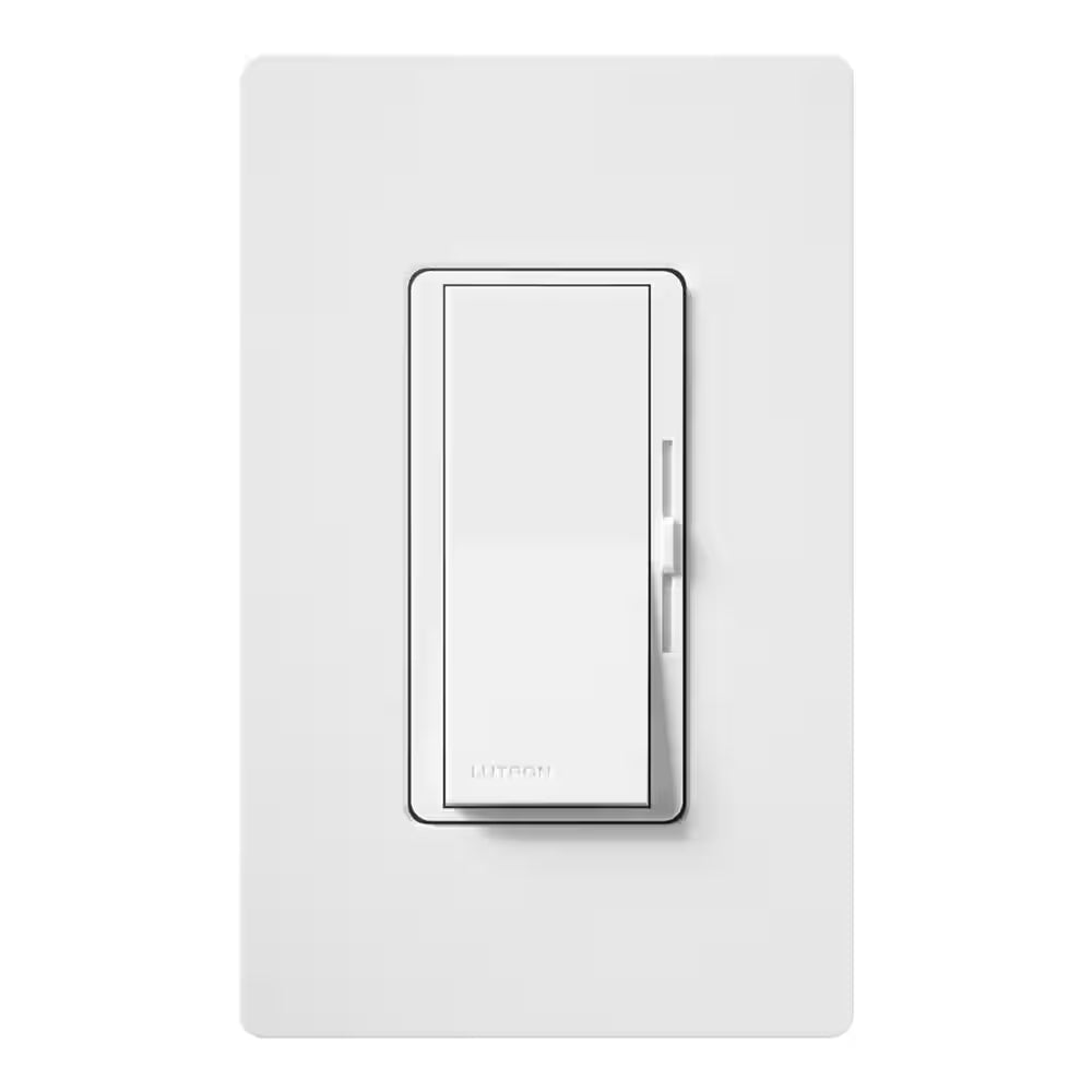 Front view of Lutron Diva LED+ dimmer switch single pole or 3-way white