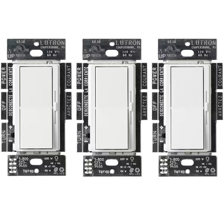 Multiple Lutron Diva LED+ dimmer switches for professional installations