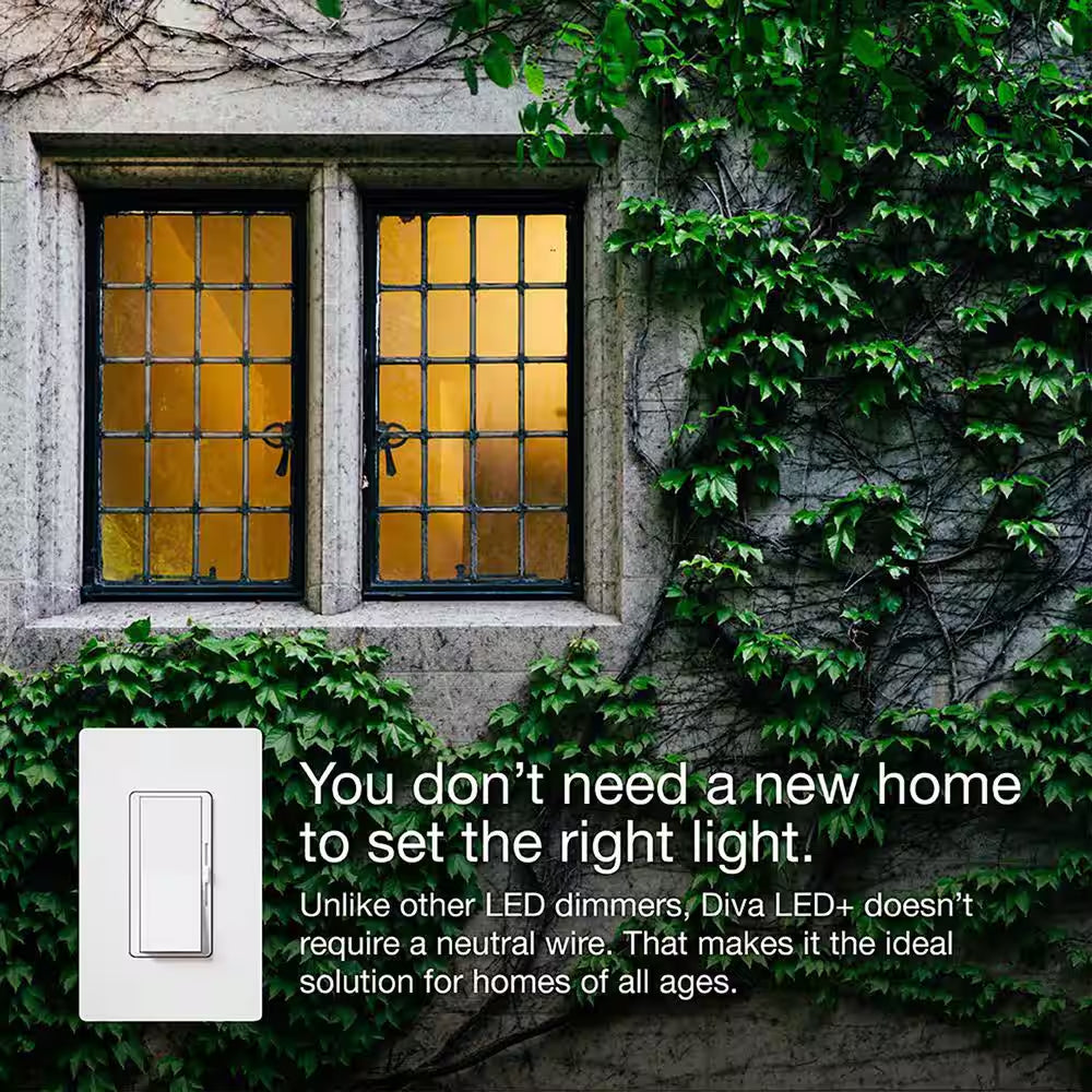 Lutron Diva LED+ dimmer switch controlling outdoor lighting applications