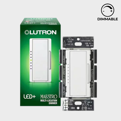 Lutron Maestro LED dimmer switch single pole 3-way white model