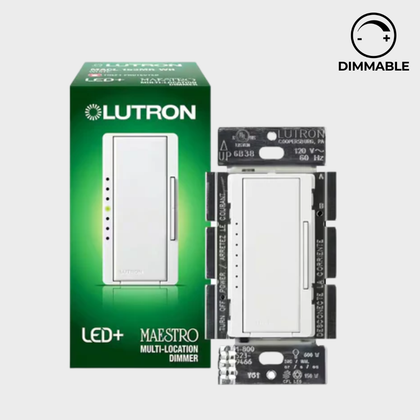 Lutron Maestro LED+ Dimmer Switch Single pole or 3-way White