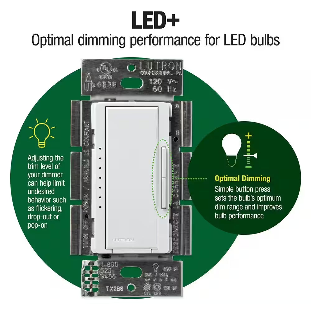 Lutron Maestro LED+ dimmer switch compatibility with dimmable LED bulbs
