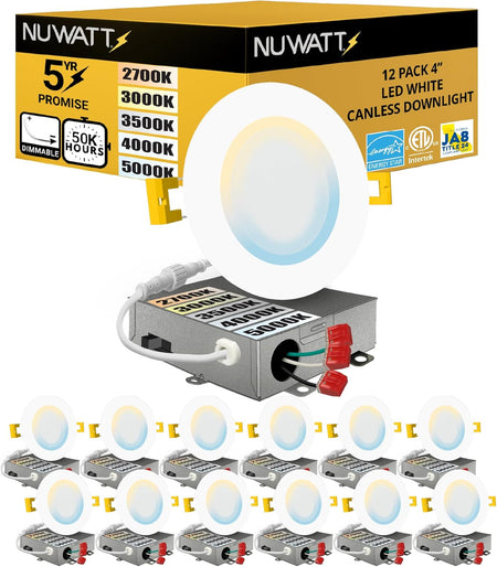 NUWATT recessed light showing multiple selectable white color temperatures
