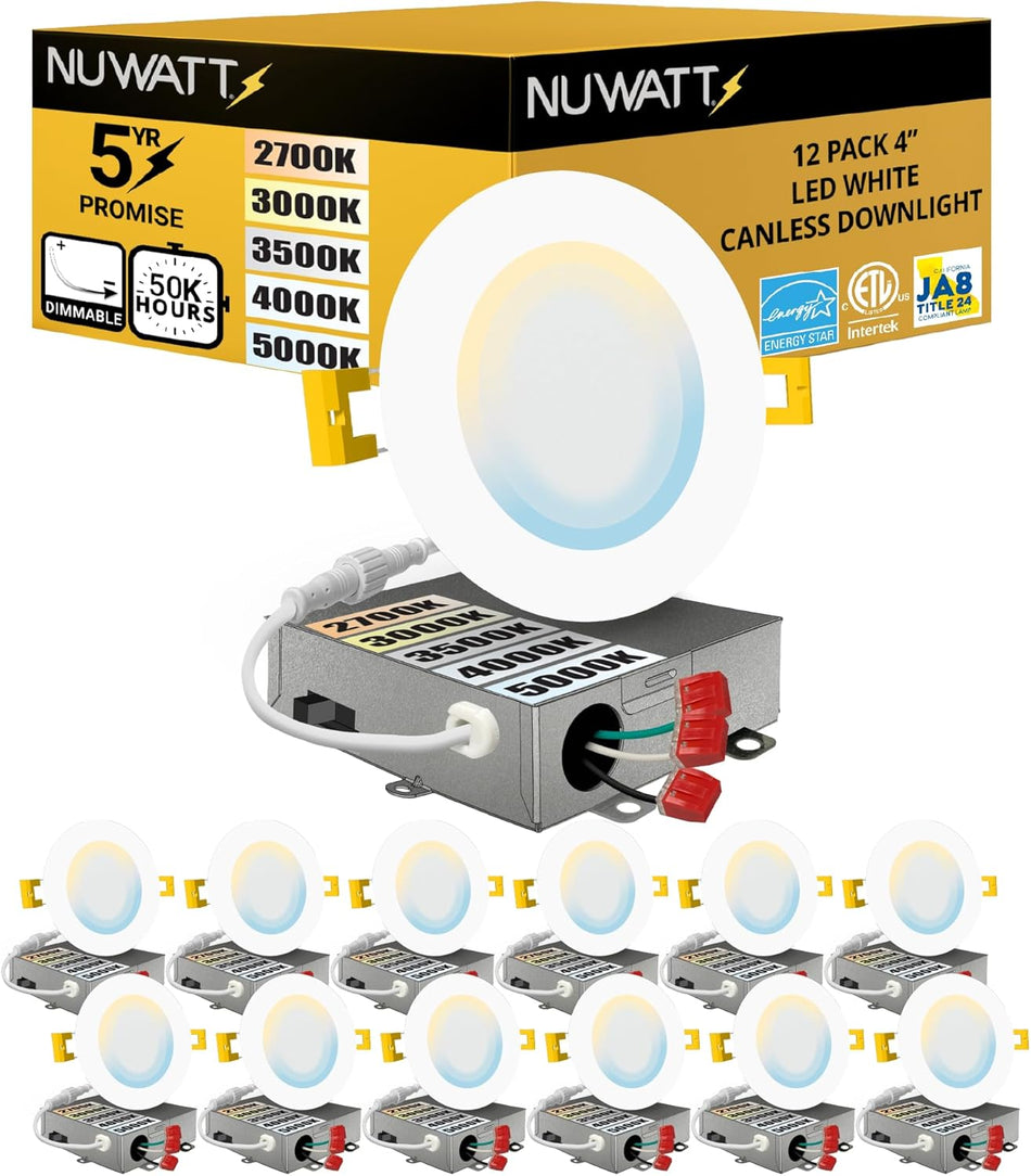 NUWATT recessed light showing multiple selectable white color temperatures