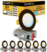 NuWatt 4-inch bronze ultra thin canless LED recessed light kit 6-pack