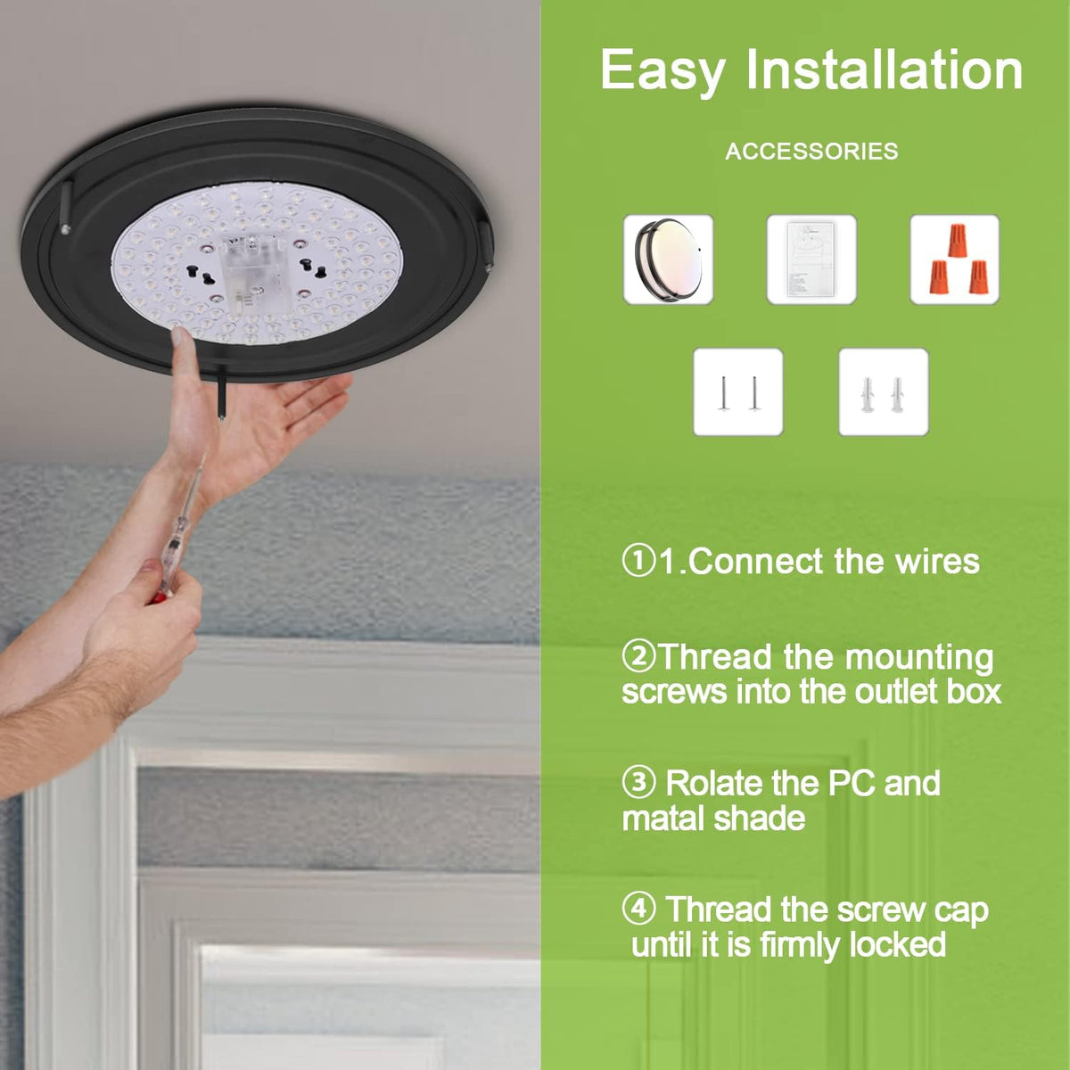 Easy installation process for Yogaret LED flush mount ceiling light fixture