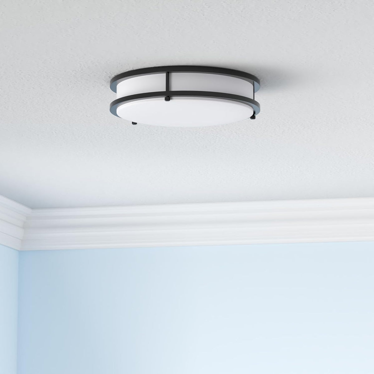 Yogaret flush mount LED ceiling light installed on residential ceiling
