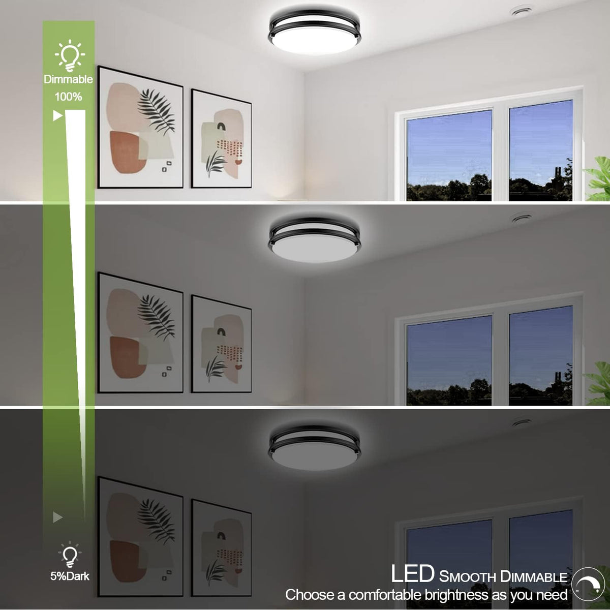 Yogaret LED ceiling light with selectable 3000K 4000K and 5000K color temperatures