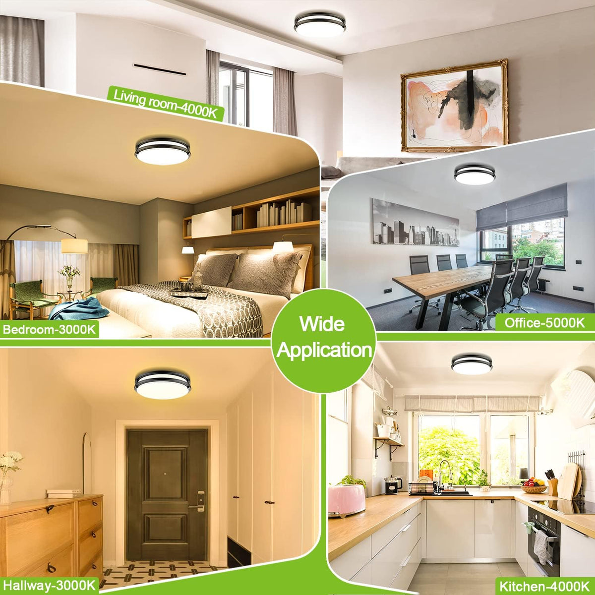 Yogaret 13 inch LED ceiling light fixture for bedroom, living room, office, hallway, and kitchen lighting applications