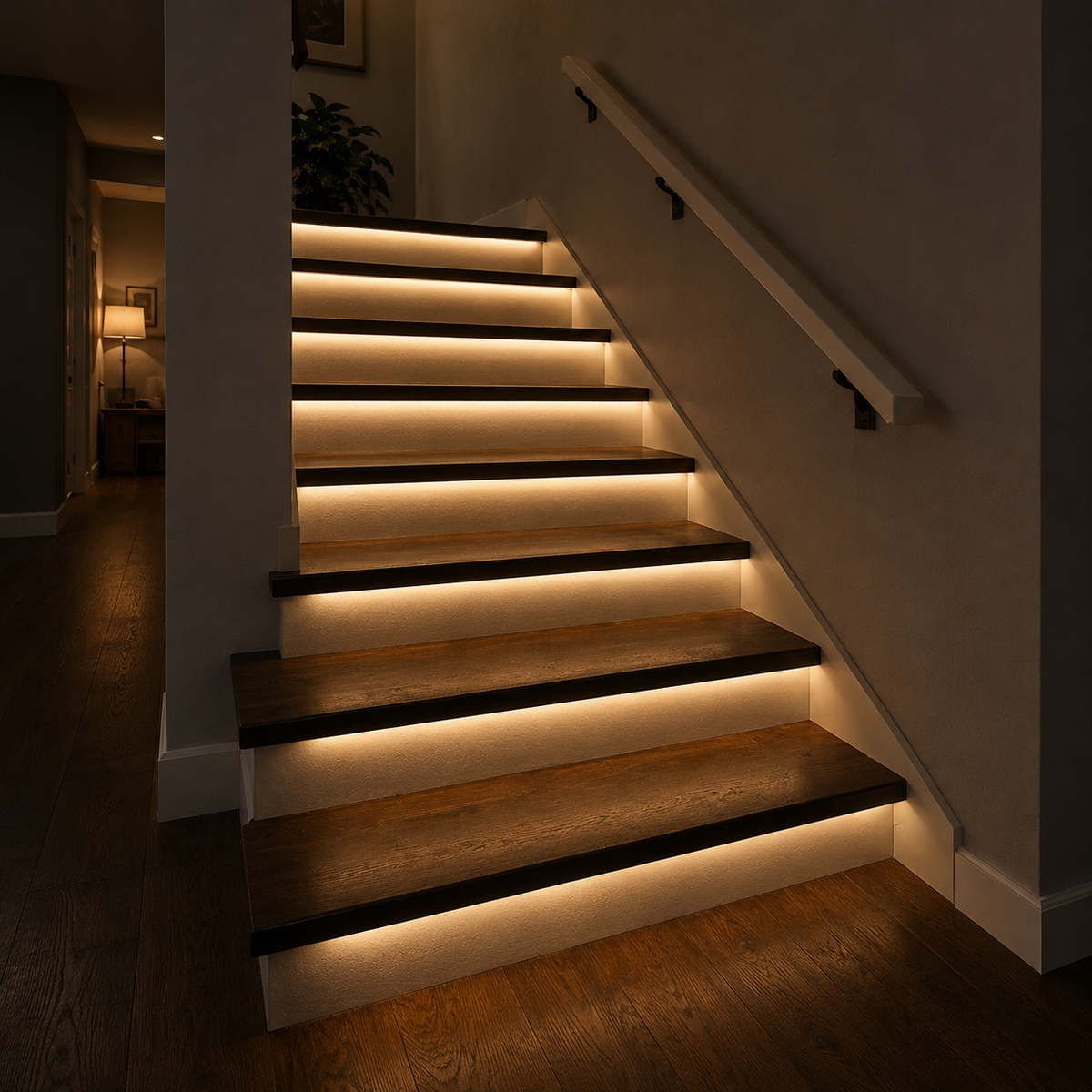 Warm white LED stair lighting