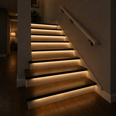 Warm white LED stair lighting